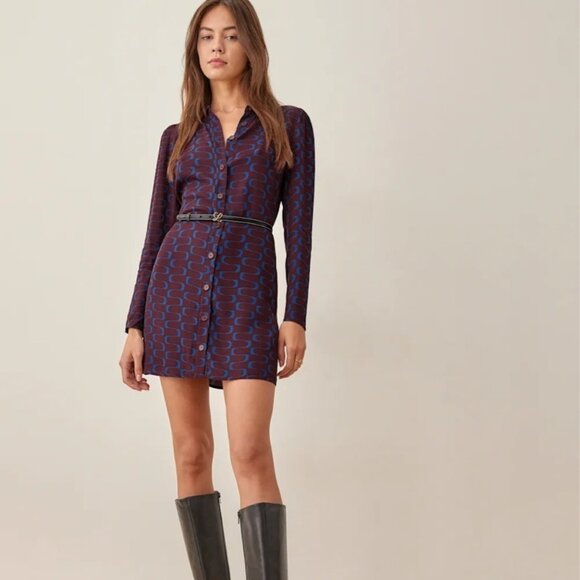 Reformation Retro Print Hugh Shirt Dress - Picture 2 of 16